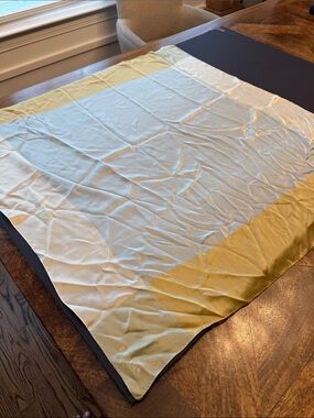 Echo light yellow pale blue and cream  Square silk Scarf